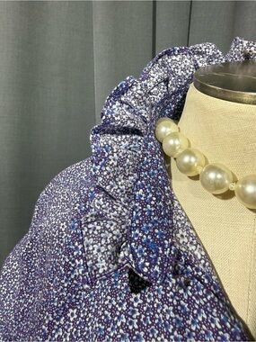 Upcycled Purple Floral Ruffle Collar Button-Down Nick Graham Shirt